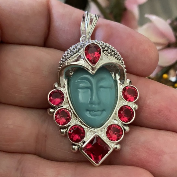 Vintage 925 collectible goddess garnet pendent - Picture 5 of 5